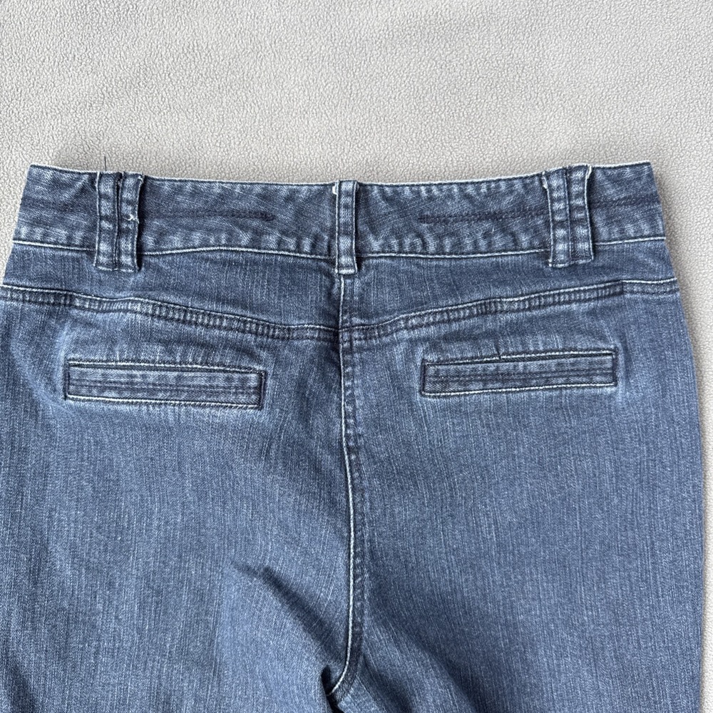 LOFT Flare Jeans Womens 10 Blue High Rise‎ Patch Pockets Denim Unpicked Raw Hem - Picture 5 of 14